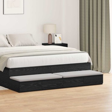 vidaXL Συρτάρια κρεβατιού Μαύρη Οξυά 135x36,5x16,5 εκ 1 τεμ.