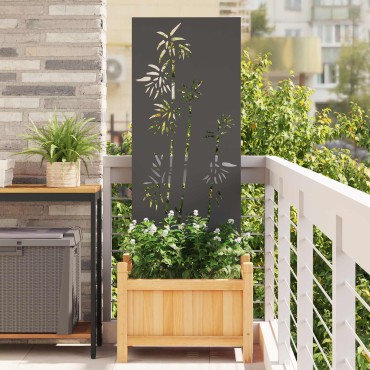 vidaXL Οθόνη Ιδιωτικότητας Κήπου Floral Μαύρο 50 x 140 εκ