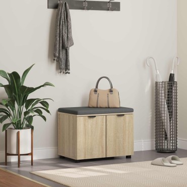 vidaXL Παγκάκι Χαλωρίου με μαξιλάρι Δρύς Sonoma 60x38x46 εκ 1 τεμ.