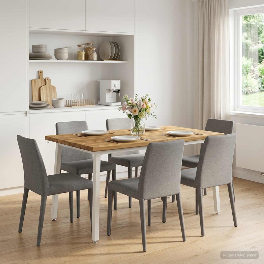 vidaXL 140x70x75cm Στερεό Ξύλο Ακακίας Λευκό Ορθογώνιος
