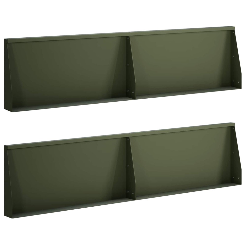 vidaXL Τοίχος Στήριξης 4 τμχ. 80 x 12 x 30 εκ Ατσάλι Λαδί
