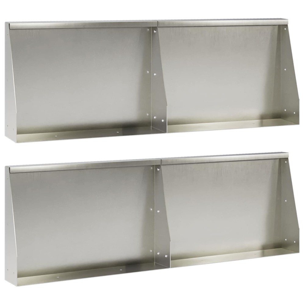 vidaXL Τοίχος Στήριξης 4 τμχ. 60 x 12 x 30 εκ Ανοξείδωτο Ατσάλι Ασημί