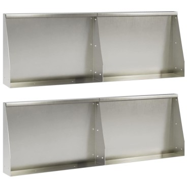 vidaXL Τοίχος Στήριξης 4 τμχ. 60 x 12 x 30 εκ Ανοξείδωτο Ατσάλι Ασημί