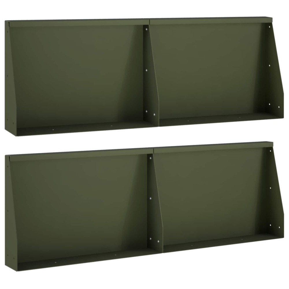 vidaXL Τοίχος Στήριξης 4 τμχ. 60 x 12 x 40 cm Ατσάλι Λαδί