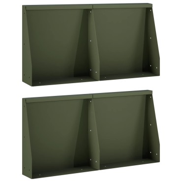 vidaXL Τοίχος Στήριξης 4 τμχ. 40 x 12 x 50 εκ. Ατσάλι Λαδί