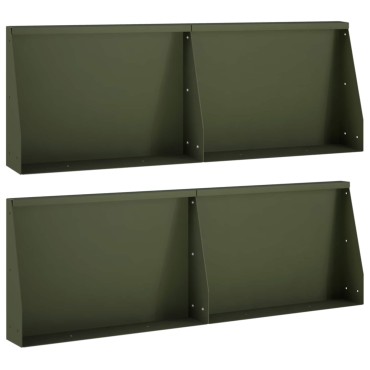 vidaXL Τοίχος Στήριξης 4 τμχ. 60 x 12 x 30 εκ Ατσάλι Λαδί