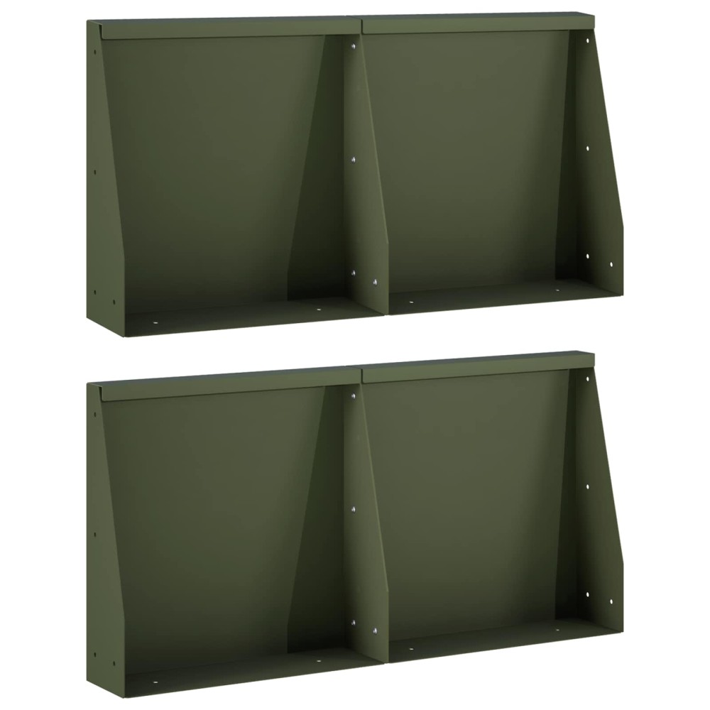 vidaXL Τοίχος Στήριξης 4 τμχ. 40 x 12 x 40 εκ. Ατσάλι Λαδί