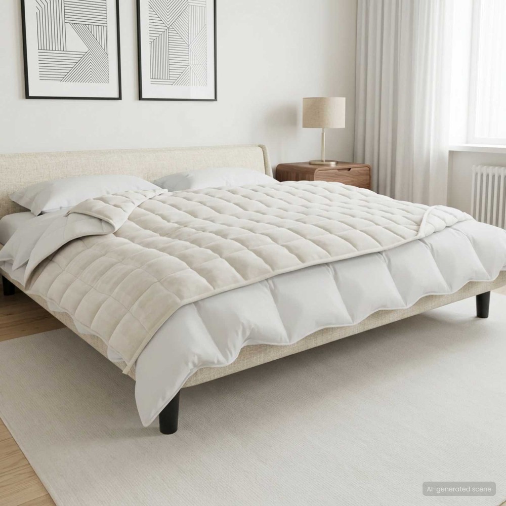 vidaXL Βάρος Κουβέρτα Λευκό 152 x 203 cm 7 kg 100% Βαμβάκι 205T