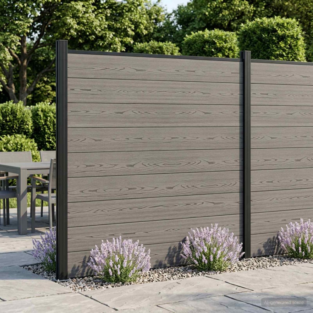vidaXL Σετ Φράχτη 1045x186cm WPC και Αλουμίνιο Γκρι