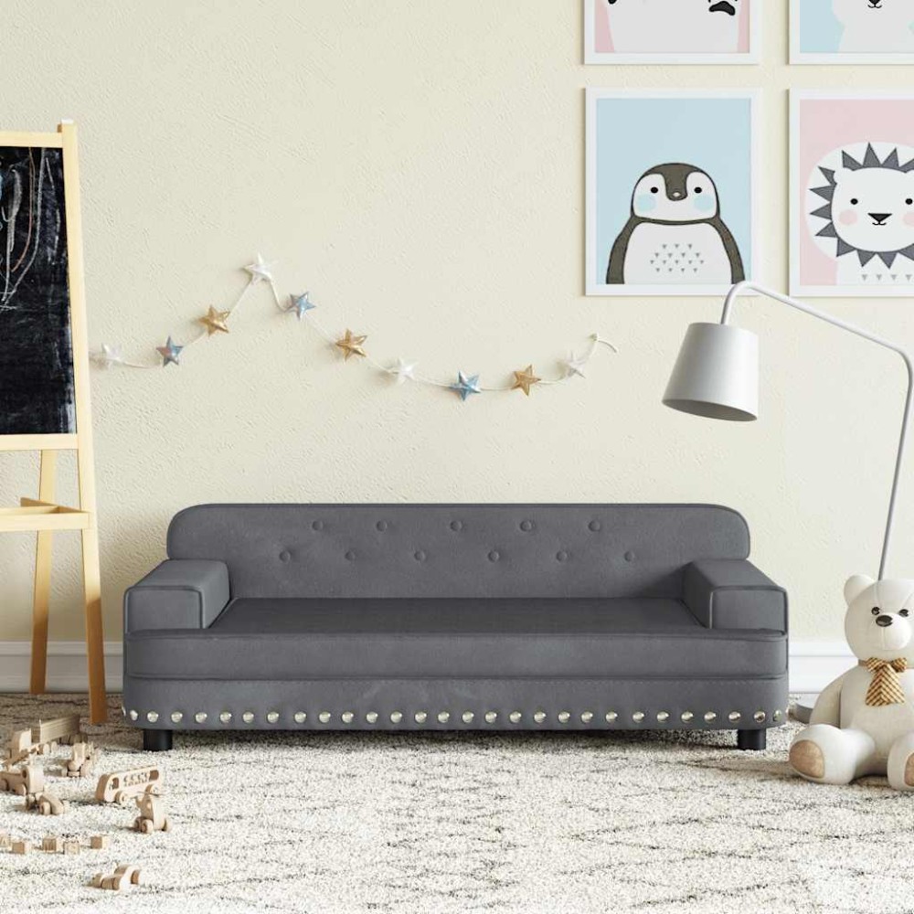 vidaXL Καναπές Παιδικός Σκούρο Γκρι 90x53x30cm από Βελούδο 1 τεμ.