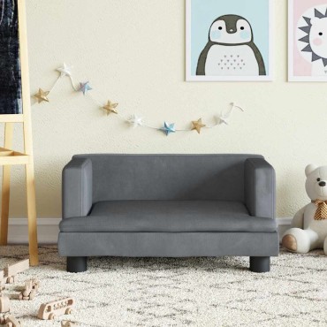 vidaXL Καναπές Παιδικός Σκούρο Γκρι 60x40x30cm από Βελούδο 1 τεμ.