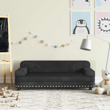 vidaXL Καναπές Παιδικός Μαύρο 90x53x30cm από Βελούδο 1 τεμ.