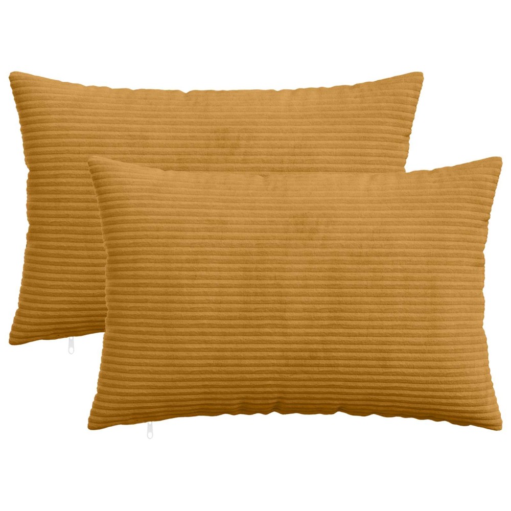 vidaXL Κάλυμμα Μαξιλαριού 2 pcs HEERLEN Κίτρινο 30 x 50 cm κορντουρόι