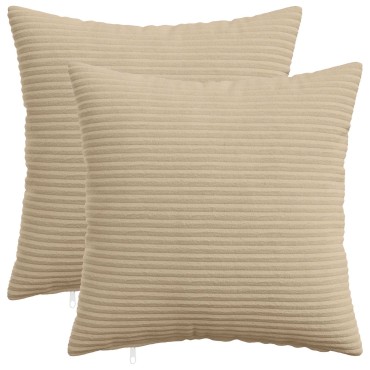 vidaXL Κάλυμμα Μαξιλαριού 2 pcs HEERLEN Taupe 35 x 35 cm κορντουρόι