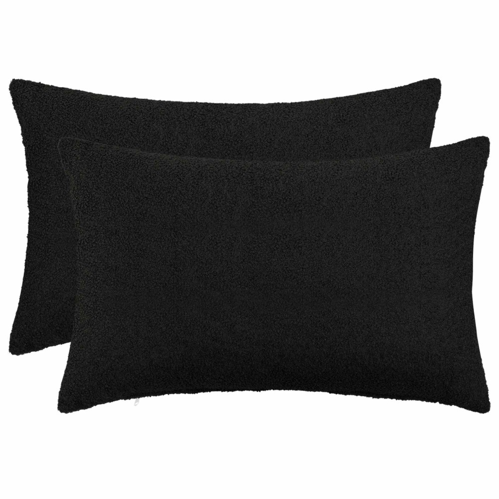 vidaXL Κάλυμμα Μαξιλαριού 2 pcs HEERLEN Μαύρο 50 x 70 cm Μπουκλέ
