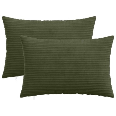 vidaXL Κάλυμμα Μαξιλαριού 2 pcs HEERLEN Πράσινο 50 x 80 cm κορντουρόι