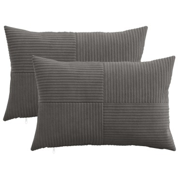 vidaXL Κάλυμμα Μαξιλαριού 2 pcs ALMELO Σκούρο Γκρι 30 x 50 cm