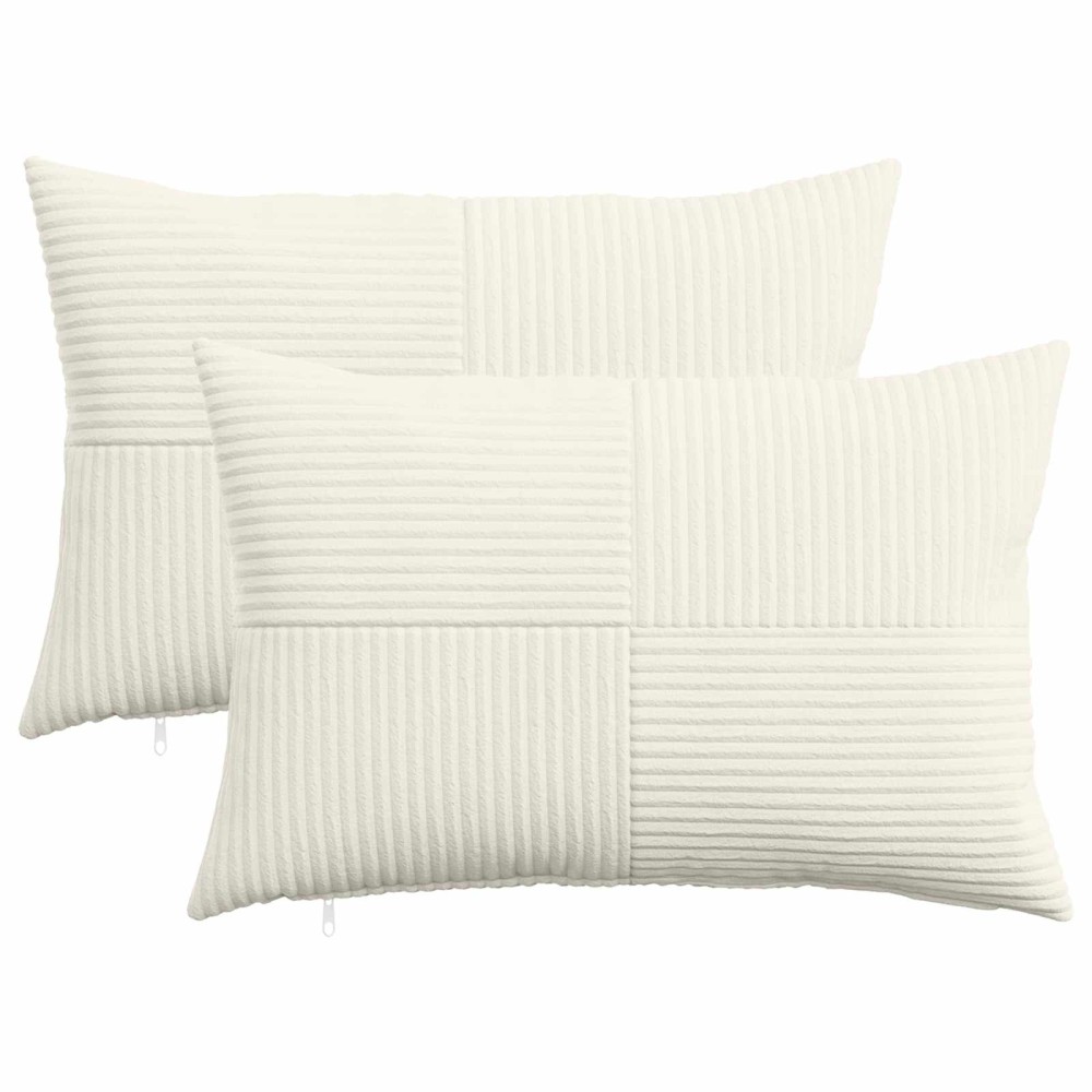 vidaXL Κάλυμμα Μαξιλαριού 2 pcs ALMELO Κρεμ 30 x 50 cm κορντουρόι