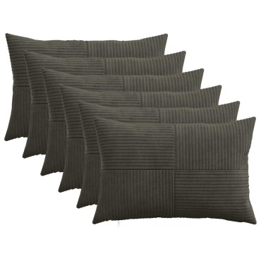 vidaXL Κάλυμμα Μαξιλαριού 6 pcs ALMELO Ανθρακί 30 x 50 cm κορντουρόι