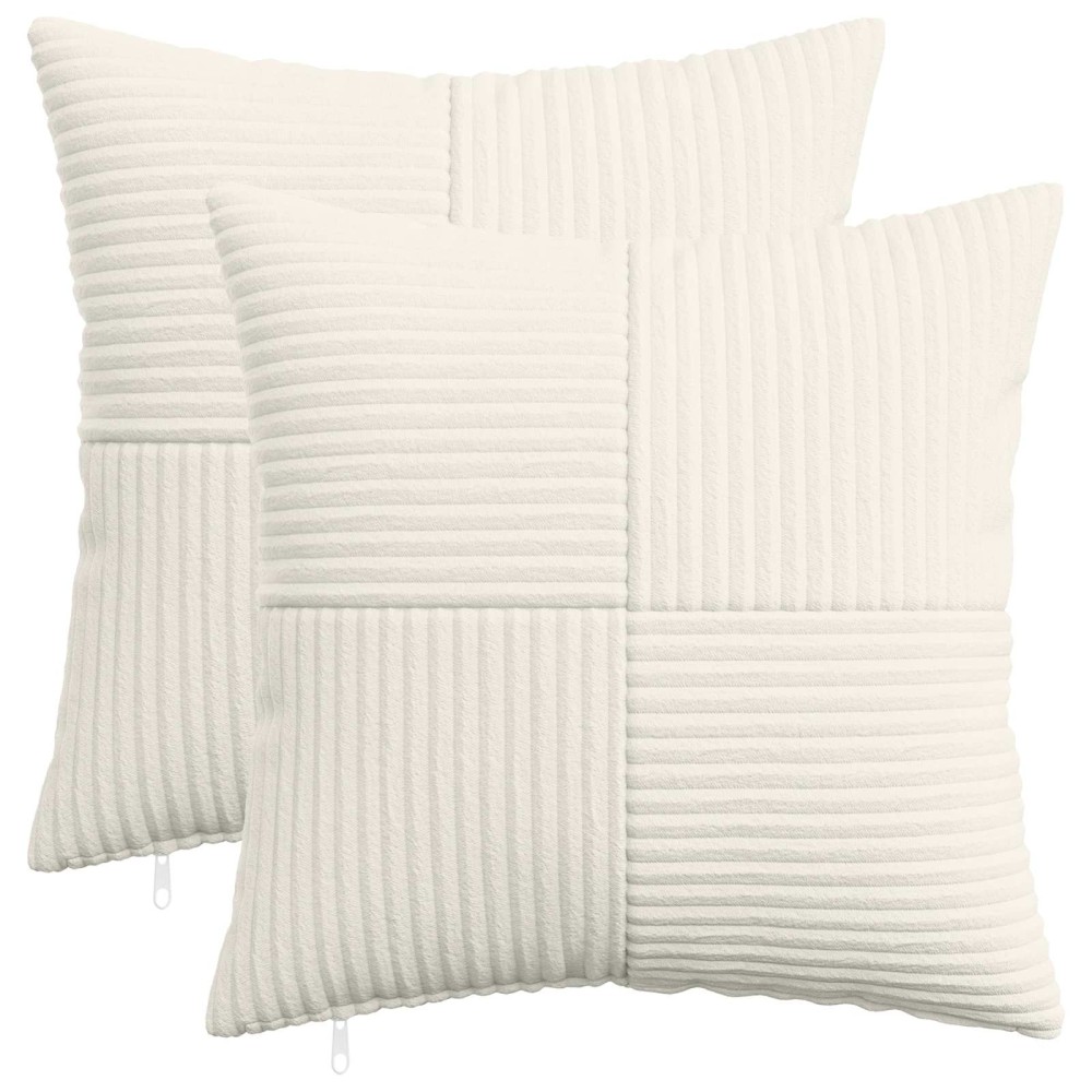 vidaXL Κάλυμμα Μαξιλαριού 2 pcs ALMELO Κρεμ 40 x 40 cm κορντουρόι