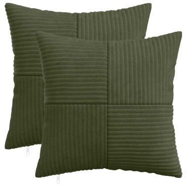 vidaXL Κάλυμμα Μαξιλαριού 2 pcs ALMELO Πράσινο 40 x 40 cm κορντουρόι