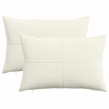 vidaXL Κάλυμμα Μαξιλαριού 2 pcs ALMELO Κρεμ 40 x 60 cm κορντουρόι