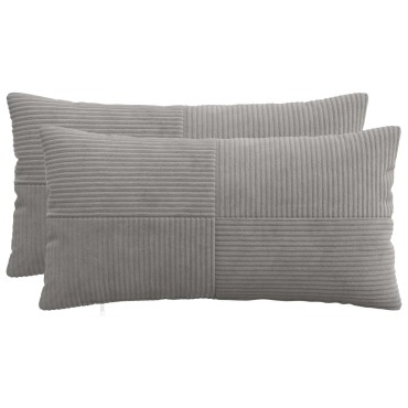 vidaXL Κάλυμμα Μαξιλαριού 2 pcs ALMELO Ανοιχτό γκρι 40 x 80 cm