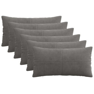 vidaXL Κάλυμμα Μαξιλαριού 6 pcs ALMELO Σκούρο Γκρι 40 x 80 cm