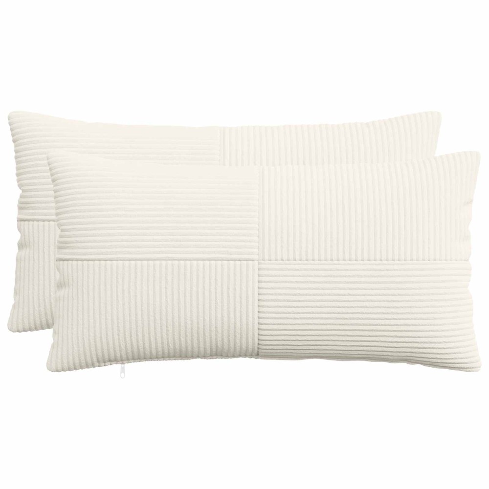 vidaXL Κάλυμμα Μαξιλαριού 2 pcs ALMELO Κρεμ 40 x 80 cm κορντουρόι