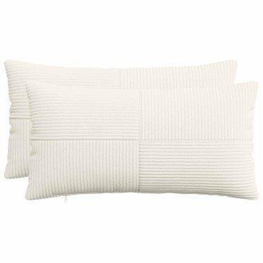 vidaXL Κάλυμμα Μαξιλαριού 2 pcs ALMELO Κρεμ 40 x 80 cm κορντουρόι