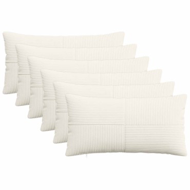 vidaXL Κάλυμμα Μαξιλαριού 6 pcs ALMELO Κρεμ 40 x 80 cm κορντουρόι