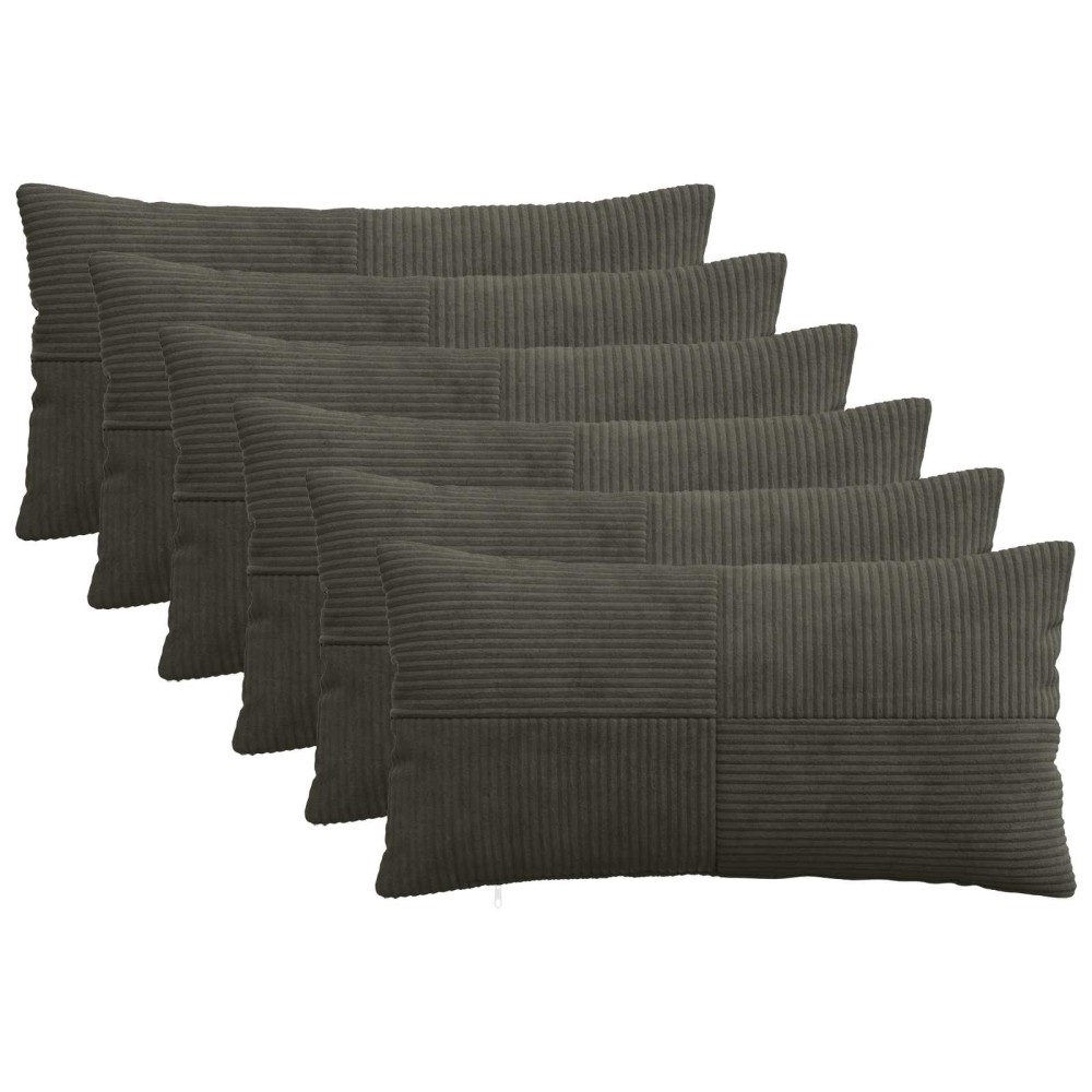 vidaXL Κάλυμμα Μαξιλαριού 6 pcs ALMELO Ανθρακί 40 x 80 cm κορντουρόι