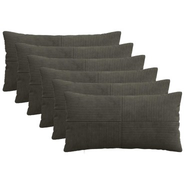 vidaXL Κάλυμμα Μαξιλαριού 6 pcs ALMELO Ανθρακί 40 x 80 cm κορντουρόι