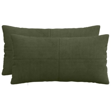 vidaXL Κάλυμμα Μαξιλαριού 2 pcs ALMELO Πράσινο 40 x 80 cm κορντουρόι
