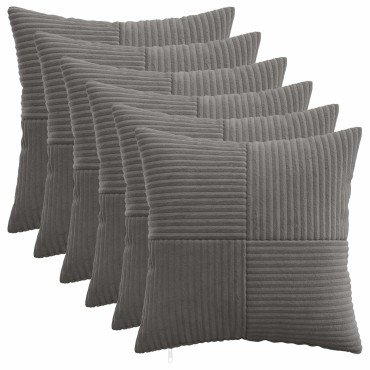 vidaXL Κάλυμμα Μαξιλαριού 6 pcs ALMELO Σκούρο Γκρι 45 x 45 cm