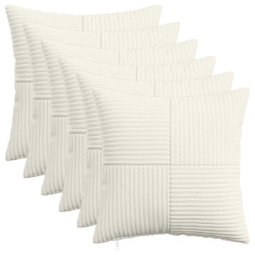 vidaXL Κάλυμμα Μαξιλαριού 6 pcs ALMELO Κρεμ 45 x 45 cm κορντουρόι