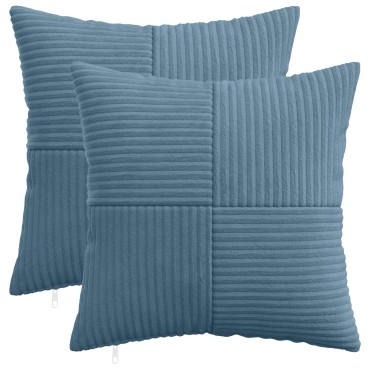 vidaXL Κάλυμμα Μαξιλαριού 2 pcs ALMELO Μπλε 45 x 45 cm κορντουρόι