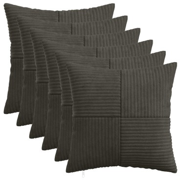 vidaXL Κάλυμμα Μαξιλαριού 6 pcs ALMELO Ανθρακί 45 x 45 cm κορντουρόι