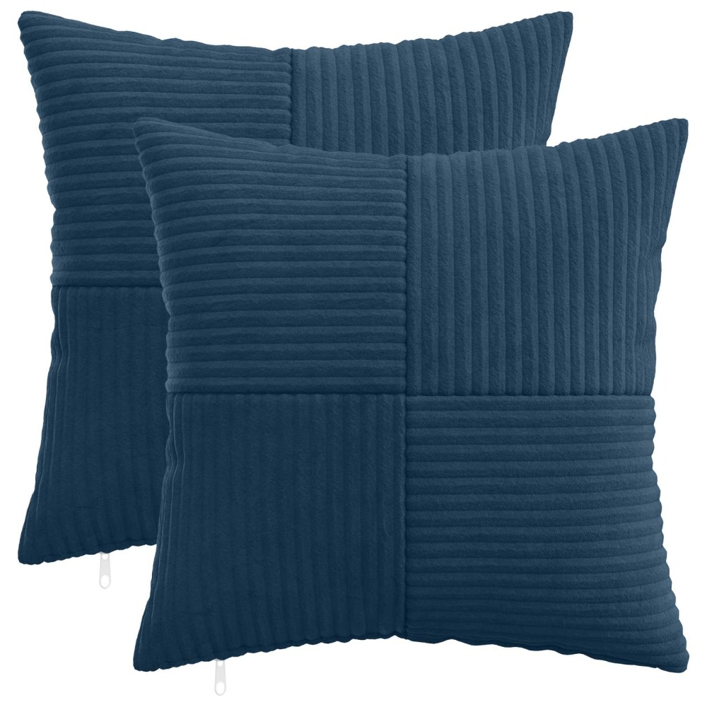 vidaXL Κάλυμμα Μαξιλαριού 2 pcs ALMELO Σκούρο μπλε 45 x 45 cm