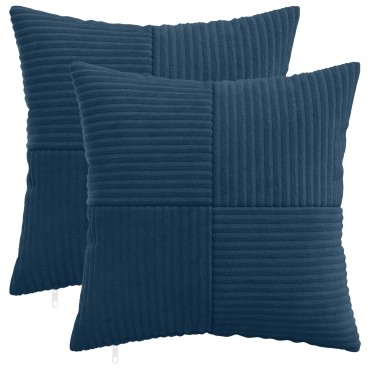 vidaXL Κάλυμμα Μαξιλαριού 2 pcs ALMELO Σκούρο μπλε 45 x 45 cm