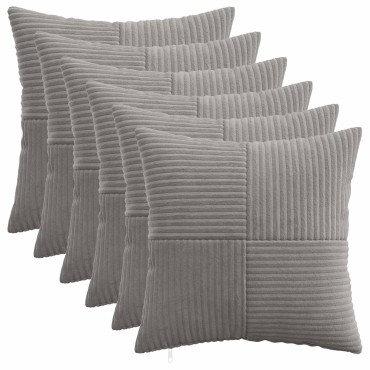 vidaXL Κάλυμμα Μαξιλαριού 6 pcs ALMELO Ανοιχτό γκρι 50 x 50 cm