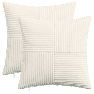 vidaXL Κάλυμμα Μαξιλαριού 2 pcs ALMELO Κρεμ 50 x 50 cm κορντουρόι