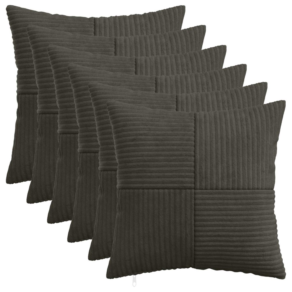 vidaXL Κάλυμμα Μαξιλαριού 6 pcs ALMELO Ανθρακί 50 x 50 cm κορντουρόι