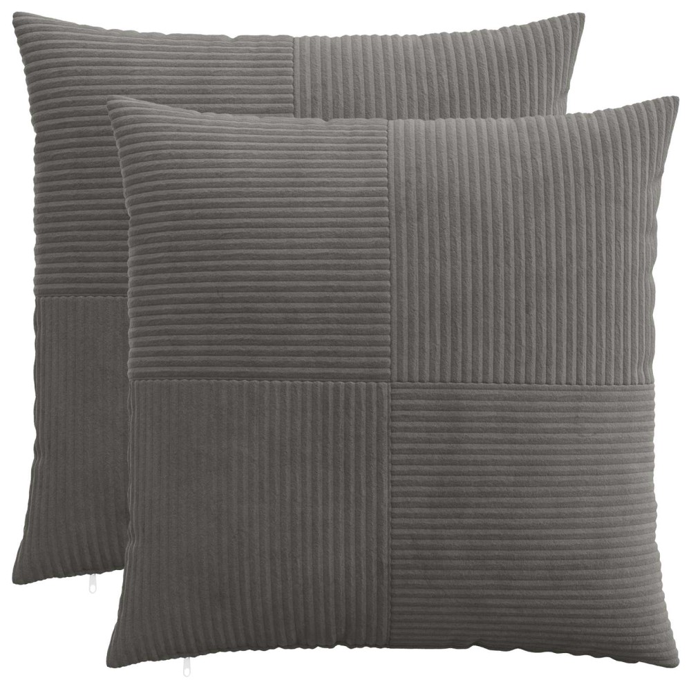 vidaXL Κάλυμμα Μαξιλαριού 2 pcs ALMELO Σκούρο Γκρι 55 x 55 εκ