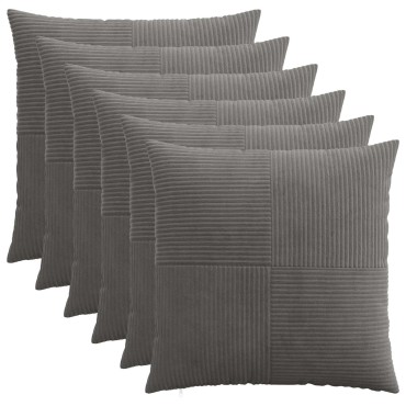 vidaXL Κάλυμμα Μαξιλαριού 6 pcs ALMELO Σκούρο Γκρι 55 x 55 εκ