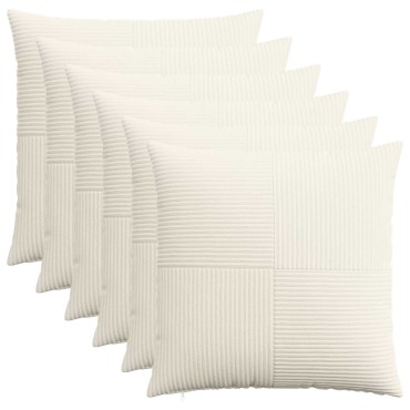 vidaXL Κάλυμμα Μαξιλαριού 6 pcs ALMELO Κρεμ 55 x 55 εκ κορντουρόι