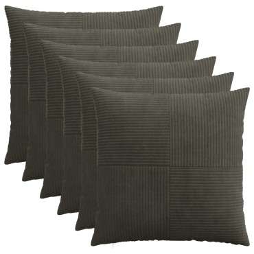 vidaXL Κάλυμμα Μαξιλαριού 6 pcs ALMELO Ανθρακί 55 x 55 εκ κορντουρόι