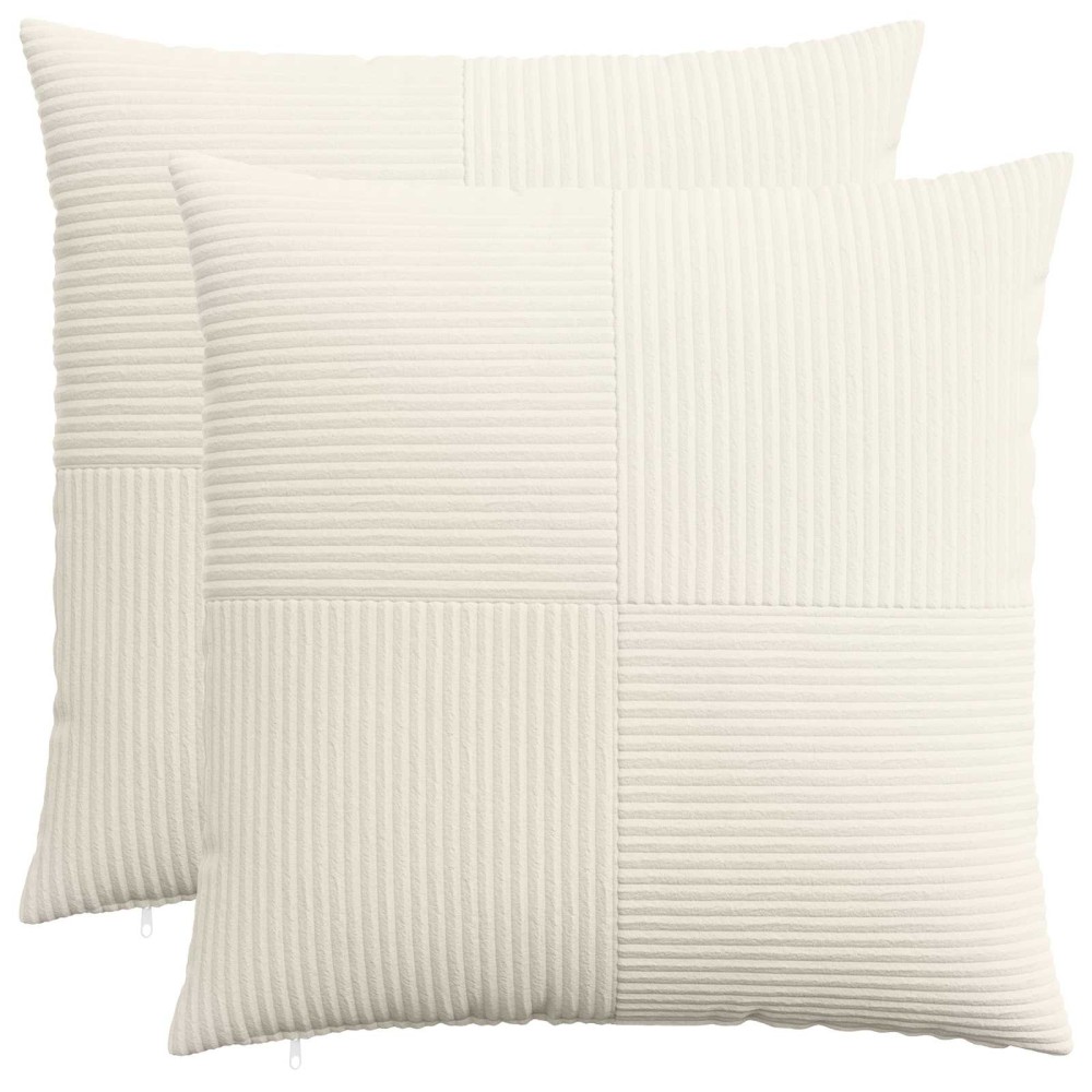 vidaXL Κάλυμμα Μαξιλαριού 2 pcs ALMELO Κρεμ 60 x 60 cm κορντουρόι