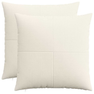 vidaXL Κάλυμμα Μαξιλαριού 2 pcs ALMELO Κρεμ 60 x 60 cm κορντουρόι