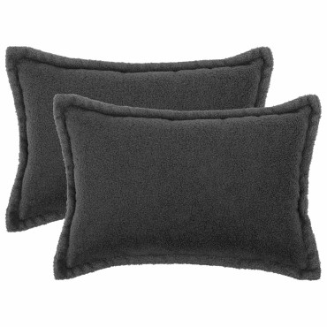 vidaXL Κάλυμμα Μαξιλαριού 2 pcs HOUTEN Σκούρο Γκρι 50 x 70 cm Μπουκλέ